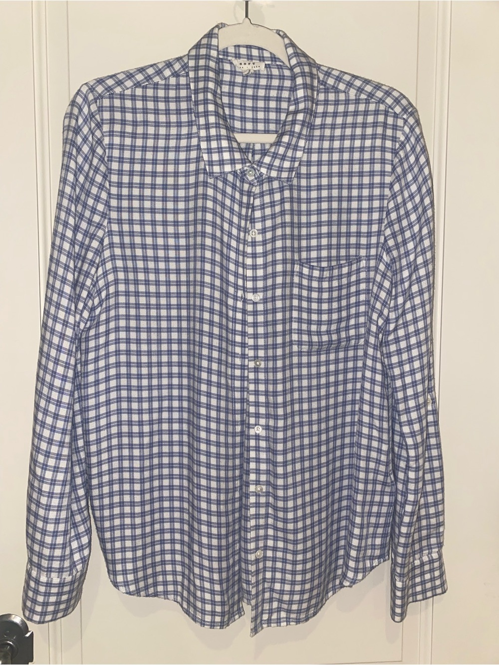 SOFT JOIE Women’s Blue and White Plaid Button-Down Shirt